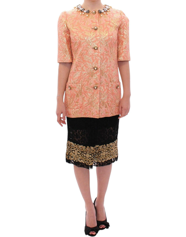 Exclusive Crystal Brocade Coat Jacket Dolce & Gabbana