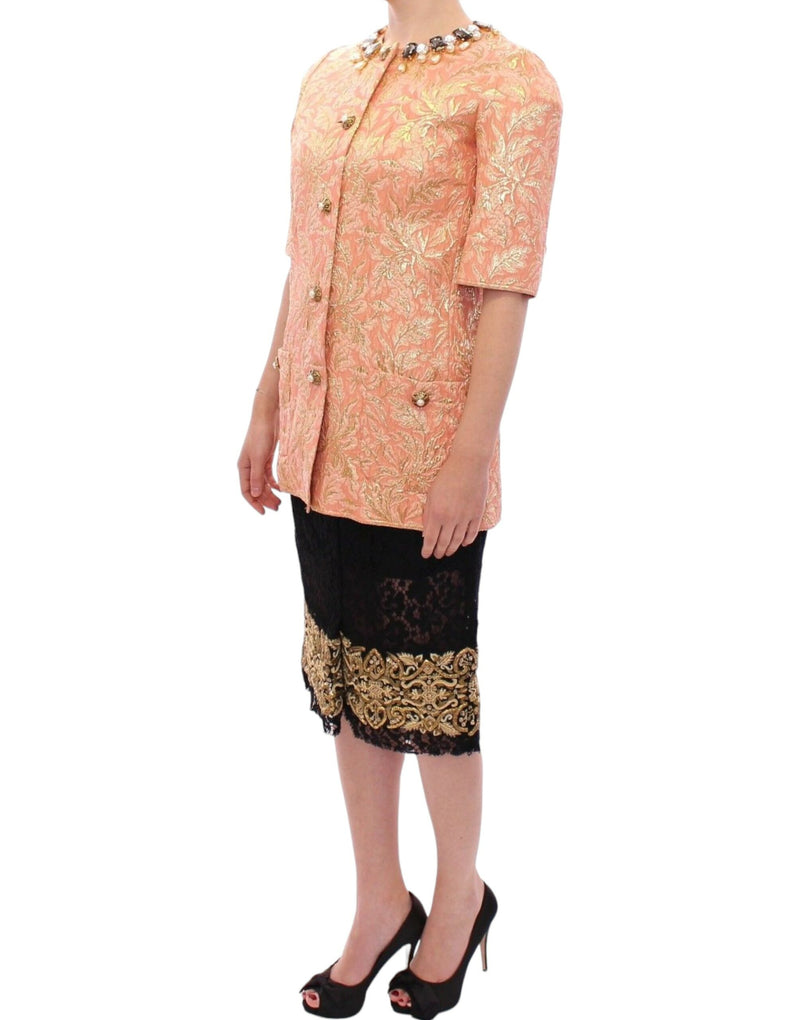 Exclusive Crystal Brocade Coat Jacket Dolce & Gabbana