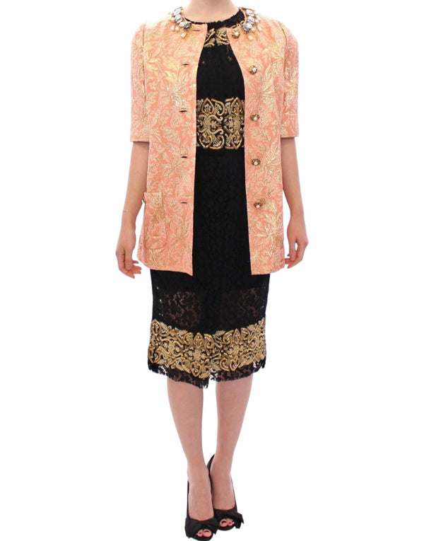 Exclusive Crystal Brocade Coat Jacket Dolce & Gabbana