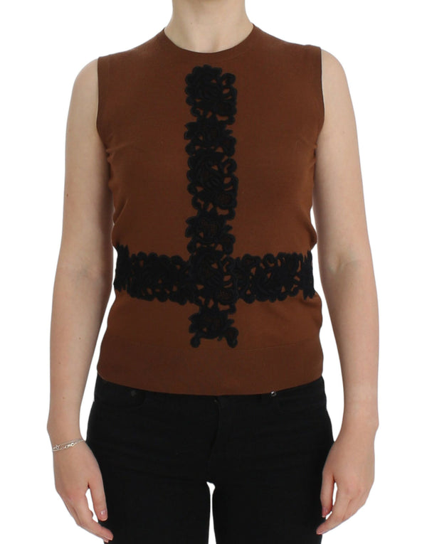 Timeless Wool and Lace Sleeveless Vest Dolce & Gabbana