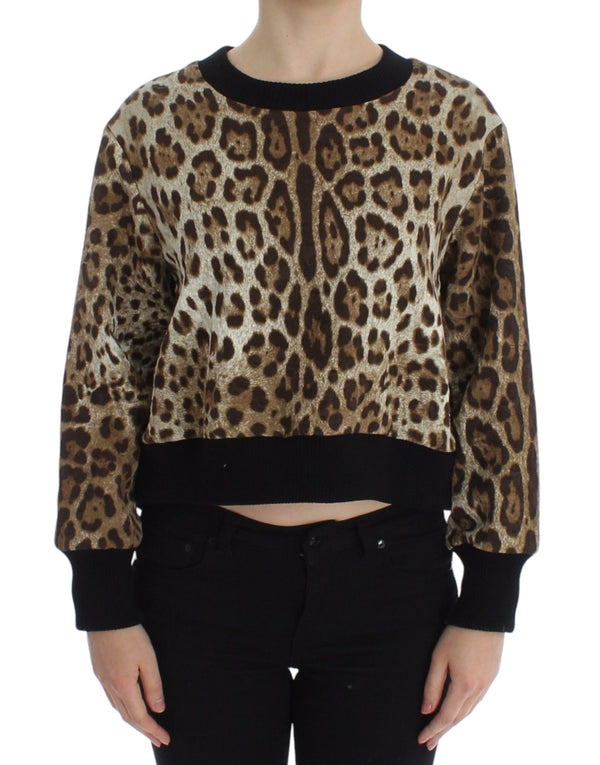 Elegant Leopard Print Short Sweater Top Dolce & Gabbana