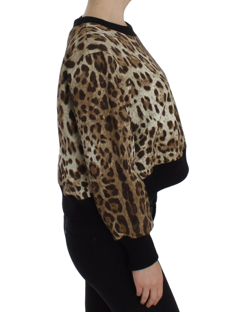 Elegant Leopard Print Short Sweater Top Dolce & Gabbana