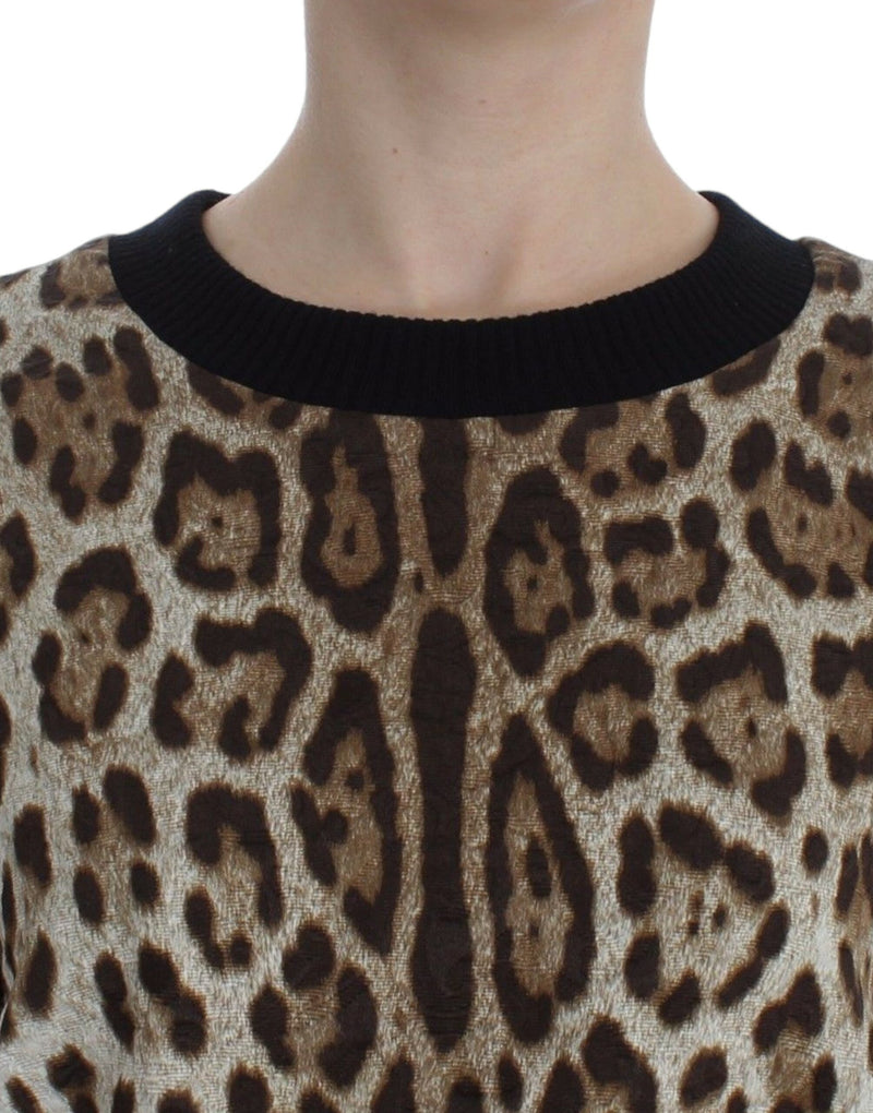 Elegant Leopard Print Short Sweater Top Dolce & Gabbana