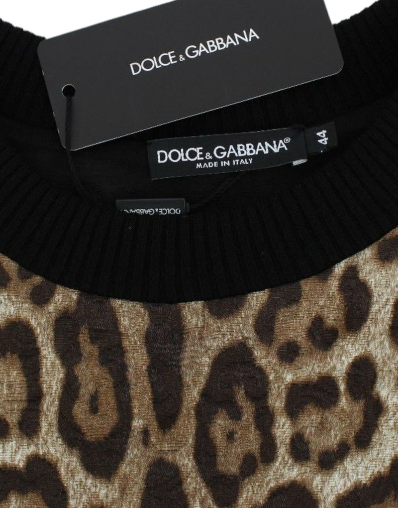 Elegant Leopard Print Short Sweater Top Dolce & Gabbana