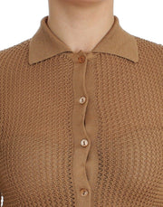 Beige Knitted Cotton Polo Cardigan Sweater Dolce & Gabbana