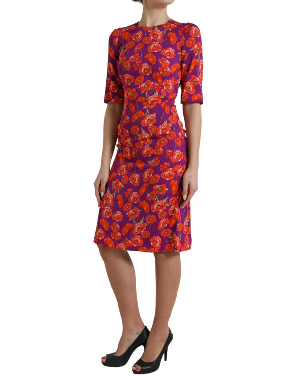 Vibrant Floral Silk Charmeuse Dress Dolce & Gabbana