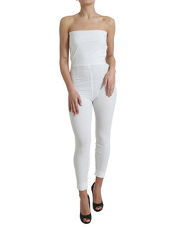 Elegant White Strapless Jumpsuit Dress Dolce & Gabbana