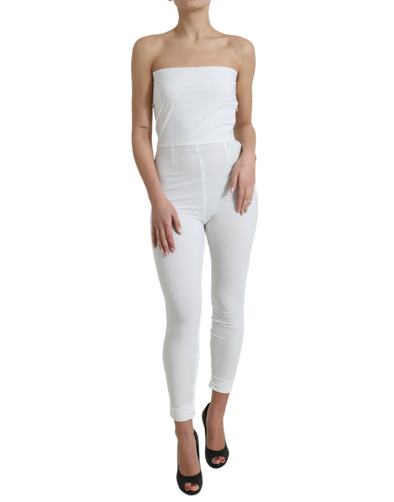 Elegant White Strapless Jumpsuit Dress Dolce & Gabbana
