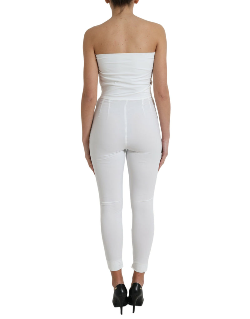 Elegant White Strapless Jumpsuit Dress Dolce & Gabbana