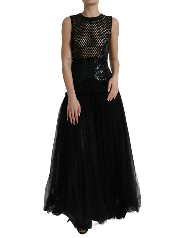 Elegant Black Sequined Evening Dress Dolce & Gabbana