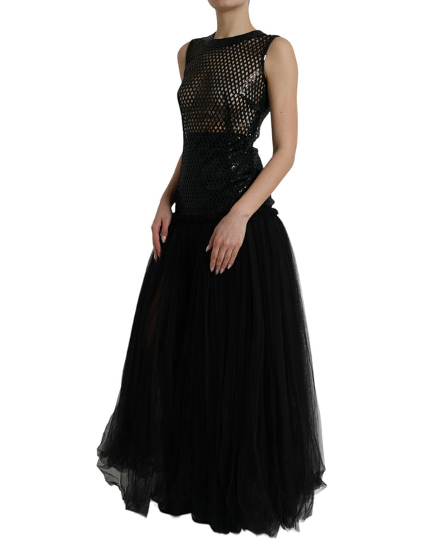 Elegant Black Sequined Evening Dress Dolce & Gabbana