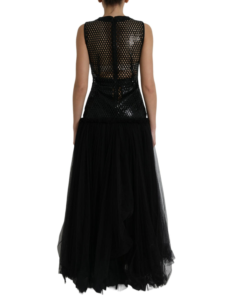 Elegant Black Sequined Evening Dress Dolce & Gabbana