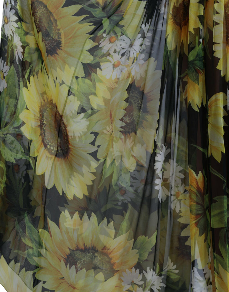 Elegant Sunflower Silk Maxi Dress Dolce & Gabbana