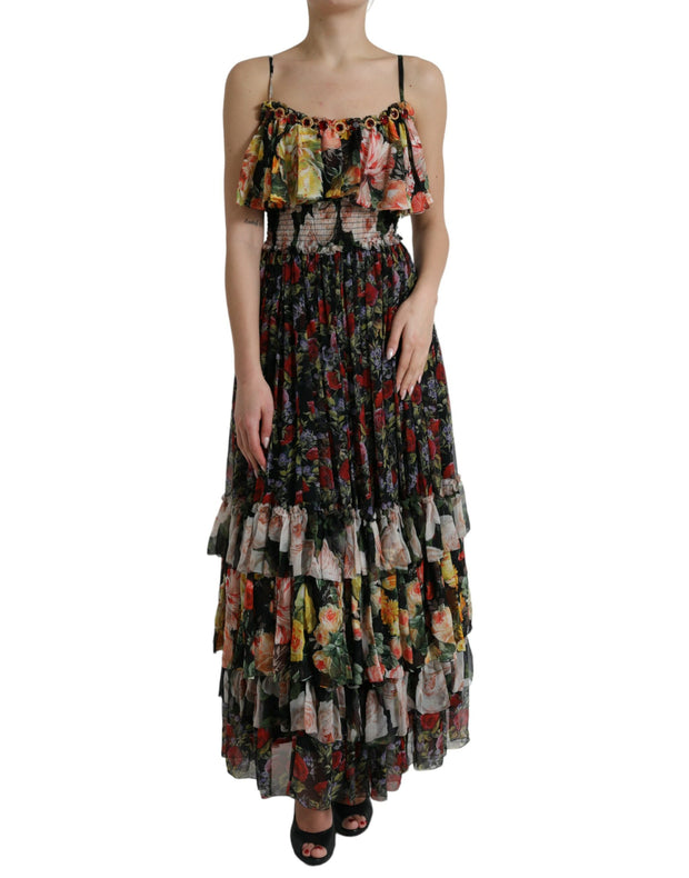 Vibrant Silk Floral Maxi Dress Dolce & Gabbana