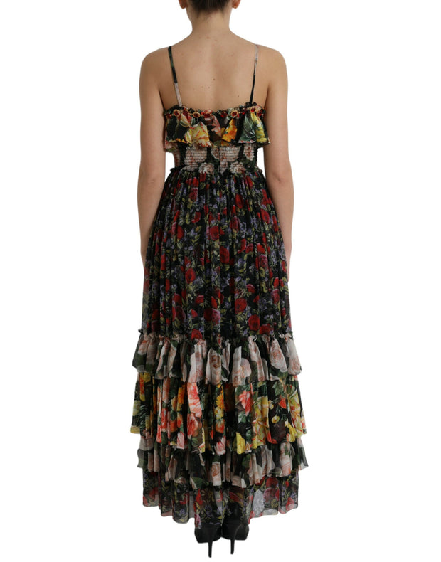 Vibrant Silk Floral Maxi Dress Dolce & Gabbana