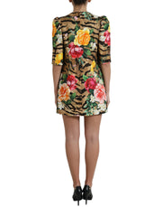 Animal & Floral Print Mini Shift Dress Dolce & Gabbana