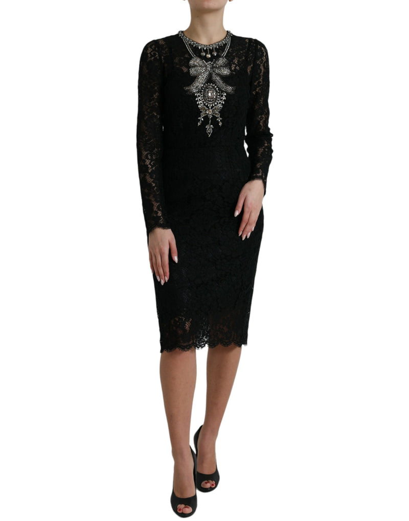 Elegant Crystal-Embellished Sheath Dress Dolce & Gabbana