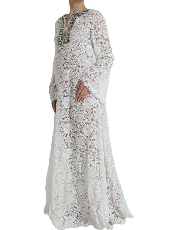 Elegant White Shift Dress with Crystal Embellishment Dolce & Gabbana