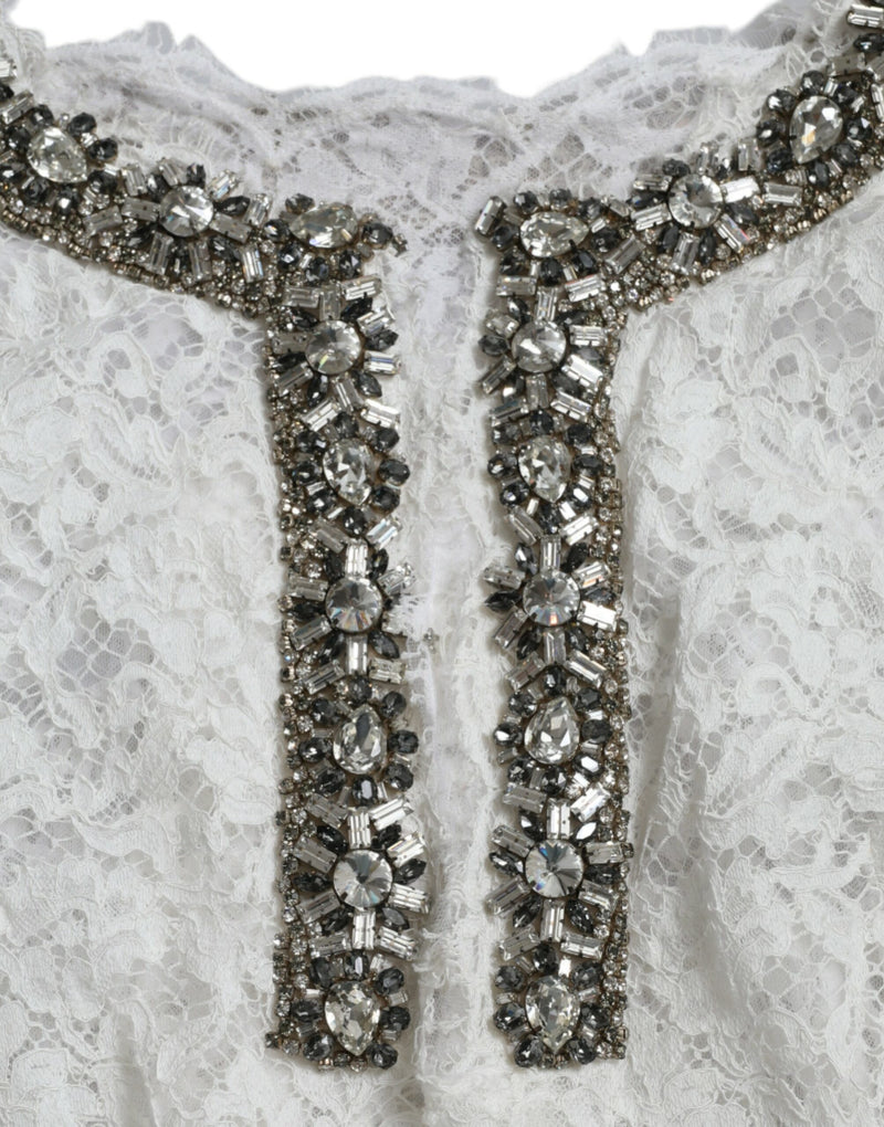 Elegant White Shift Dress with Crystal Embellishment Dolce & Gabbana