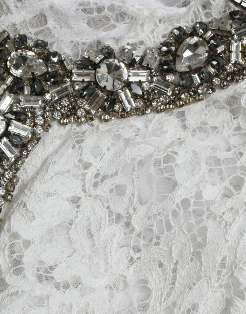 Elegant White Shift Dress with Crystal Embellishment Dolce & Gabbana