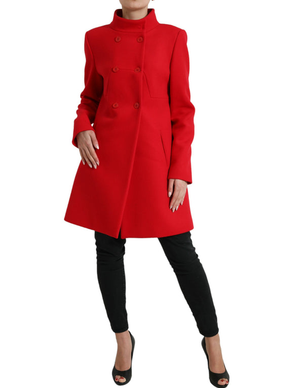 Elegant Red Double Breasted Long Coat Liu Jo