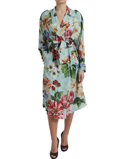 Elegant Floral Silk Trench Jacket Dolce & Gabbana