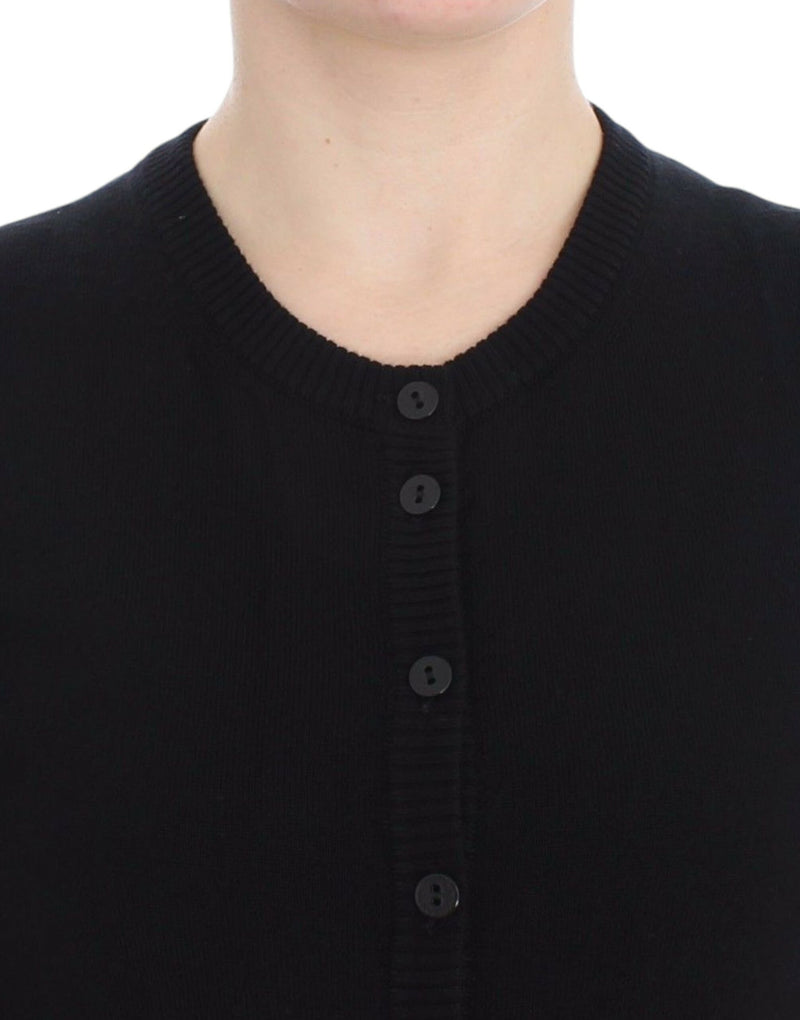 Elegant Black Wool Cardigan Sweater Dolce & Gabbana