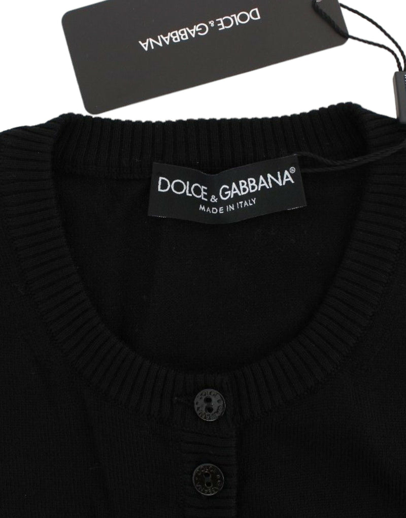 Elegant Black Wool Cardigan Sweater Dolce & Gabbana