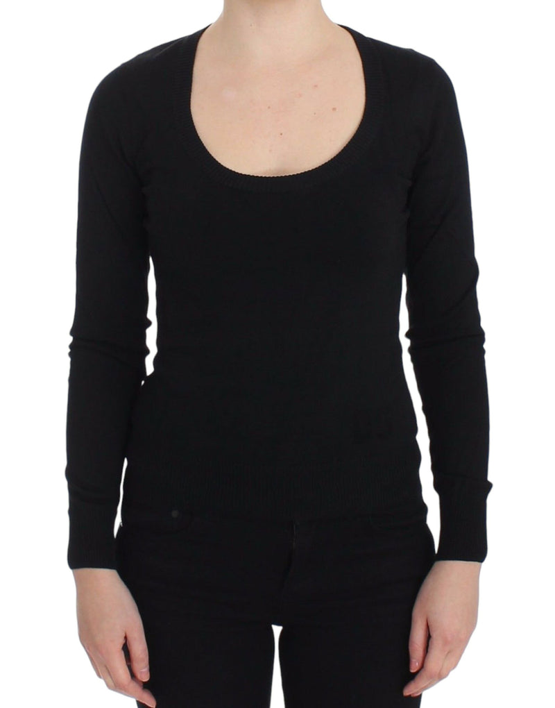 Elegant Black Deep Crewneck Sweater Dolce & Gabbana