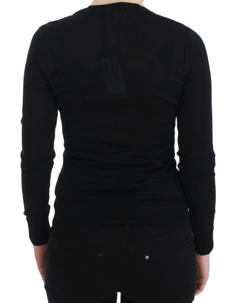 Elegant Black Deep Crewneck Sweater Dolce & Gabbana