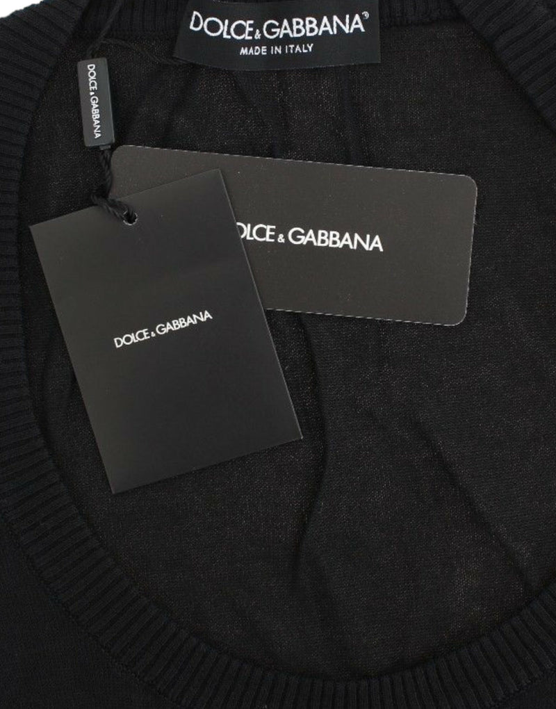 Elegant Black Deep Crewneck Sweater Dolce & Gabbana