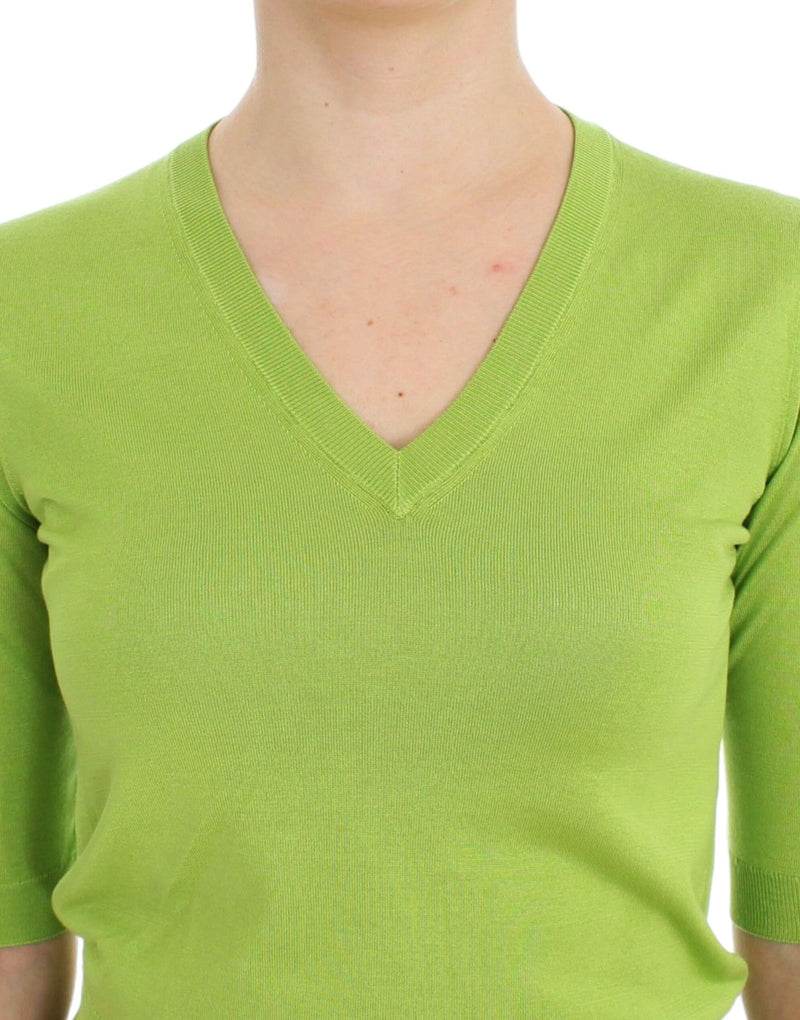 Emerald Green Wool V-Neck Pullover Dolce & Gabbana