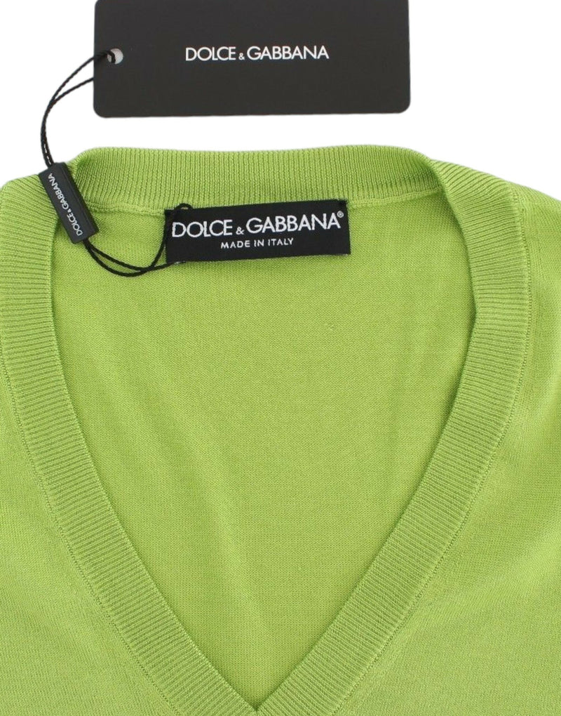 Emerald Green Wool V-Neck Pullover Dolce & Gabbana