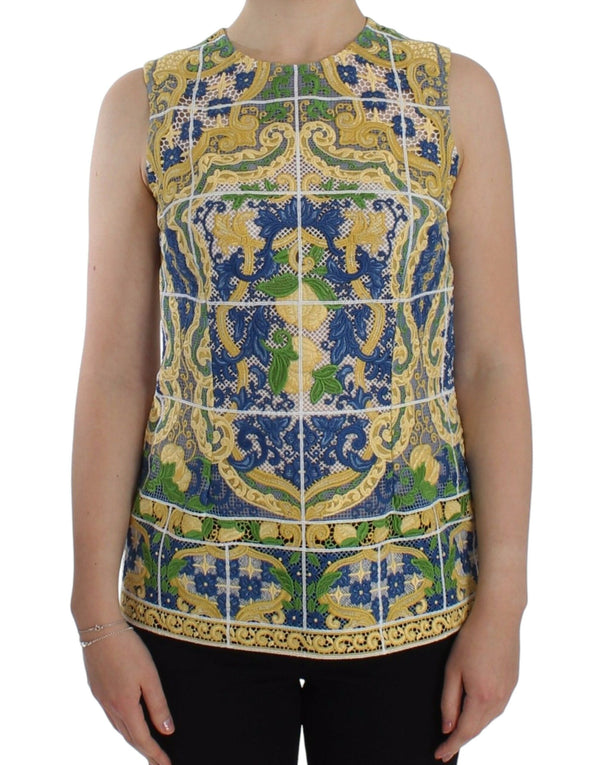 Majolica Embroidered Sleeveless Elegance Dolce & Gabbana