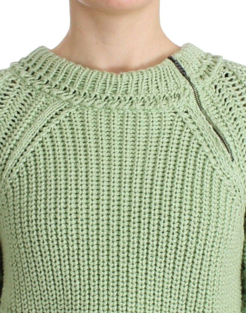Chic Green Cropped Cotton Sweater Ermanno Scervino