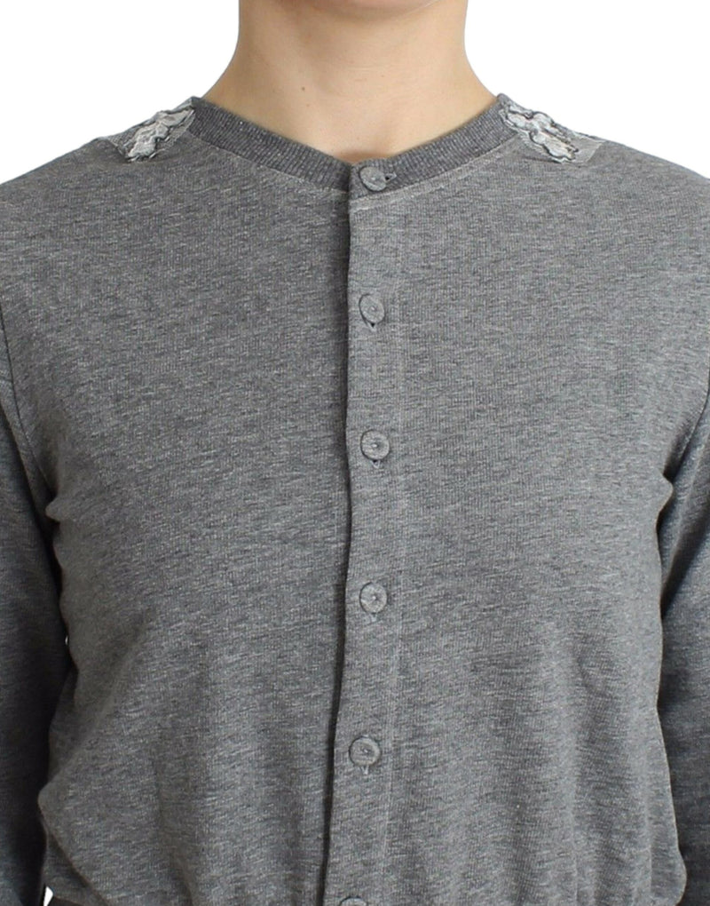 Chic Gray Cotton Blend Short Cardigan Ermanno Scervino