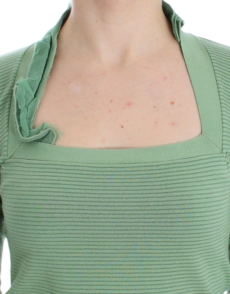 Elegant Green Striped Wool Blend Sweater Ermanno Scervino