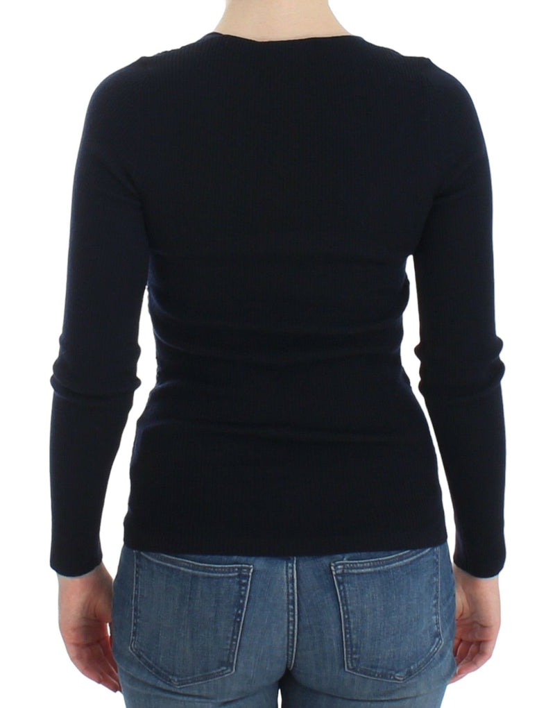 Chic Blue Wool Blend Sweater Ermanno Scervino