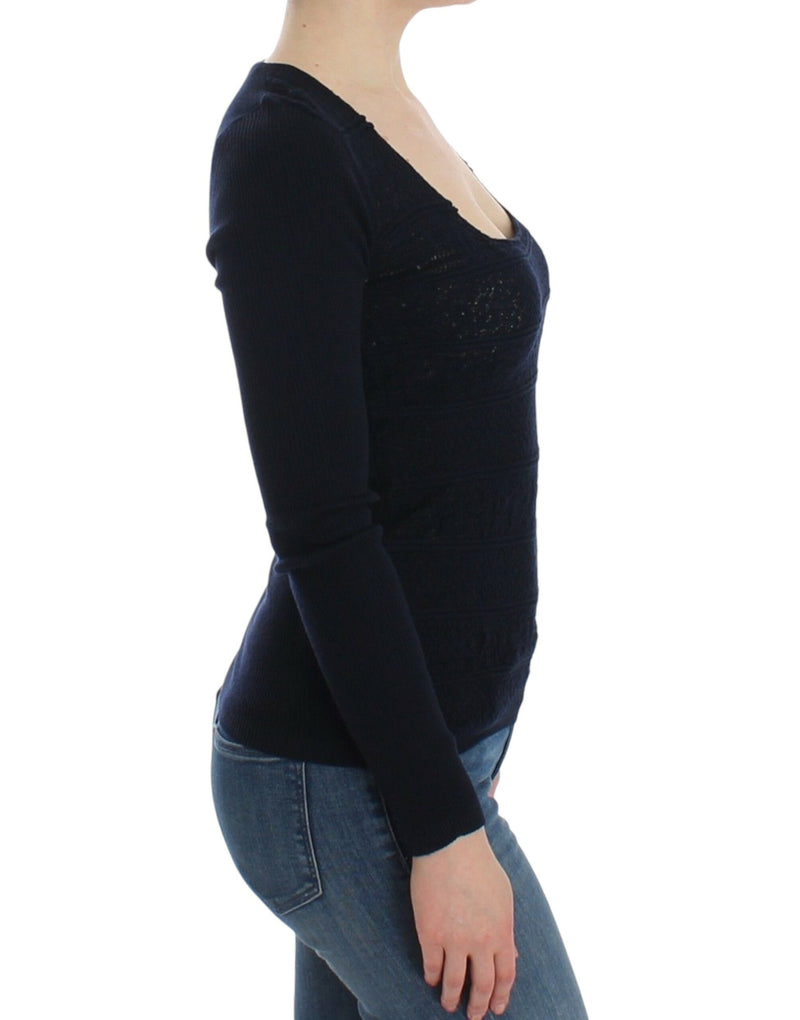 Chic Blue Wool Blend Sweater Ermanno Scervino