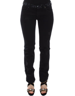 Chic Black Skinny Statement Jeans Ermanno Scervino