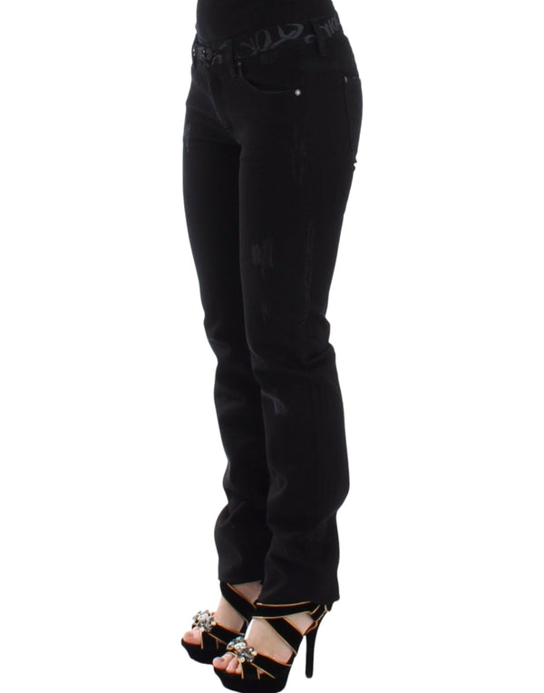 Chic Black Skinny Statement Jeans Ermanno Scervino