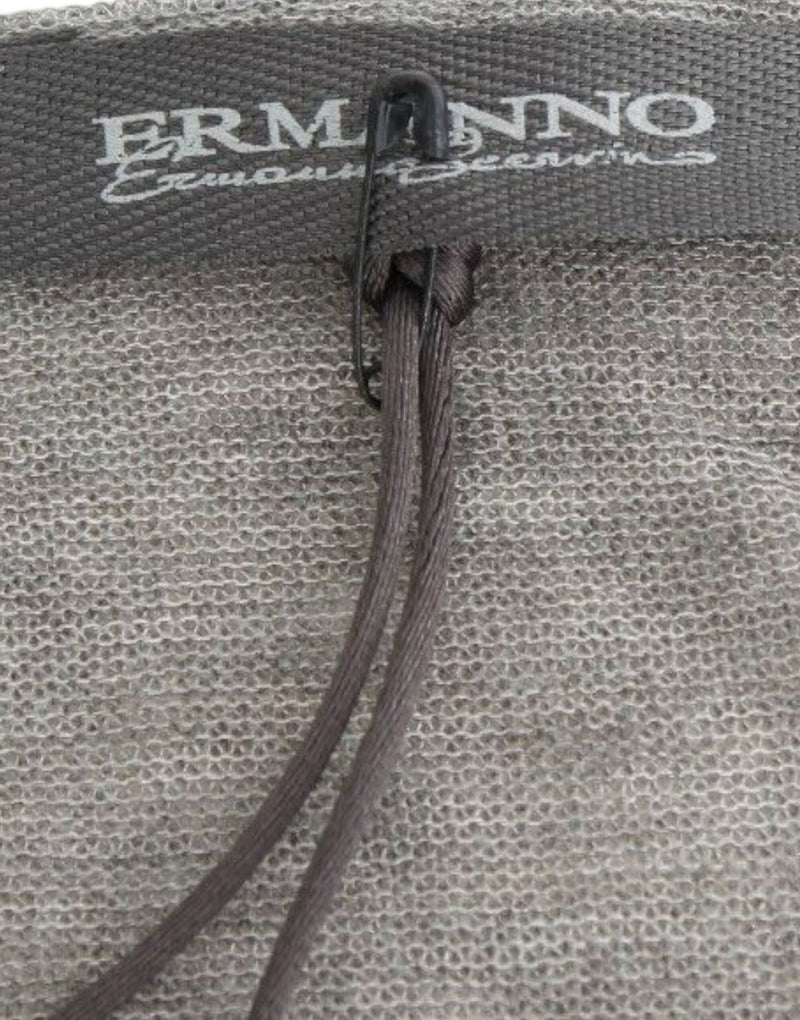 Elegant Gray Wool Blend Deep V-neck Sweater Ermanno Scervino