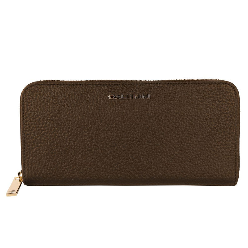 Exquisite Leather Zip Wallet in Brown Baldinini Trend