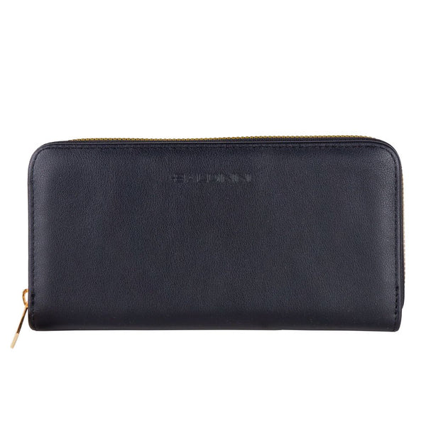 Chic Black Leather Zip Wallet Baldinini Trend