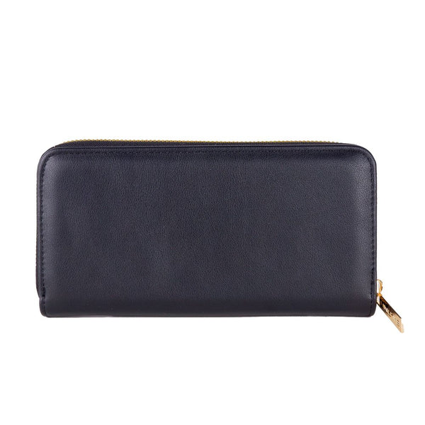 Chic Black Leather Zip Wallet Baldinini Trend