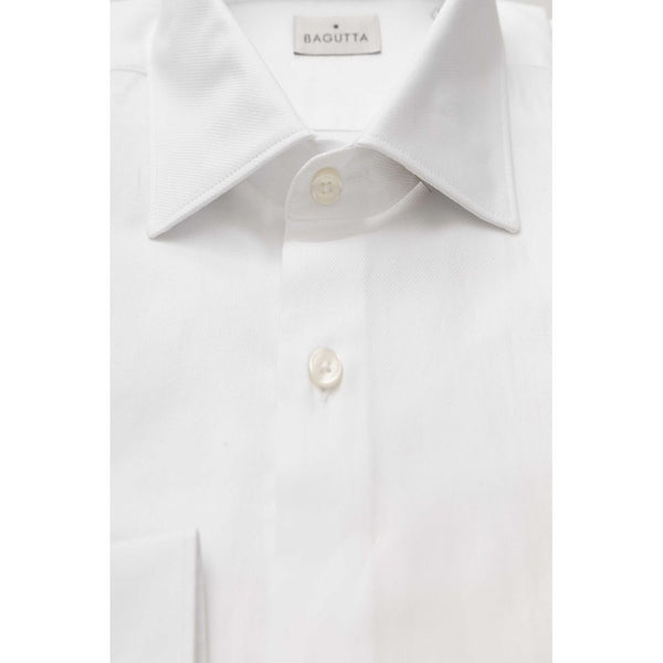 Elegant White Cotton French Collar Shirt Bagutta