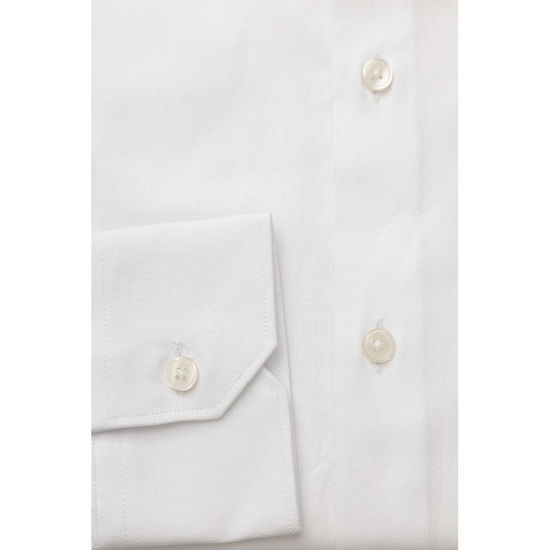 Elegant White Cotton French Collar Shirt Bagutta