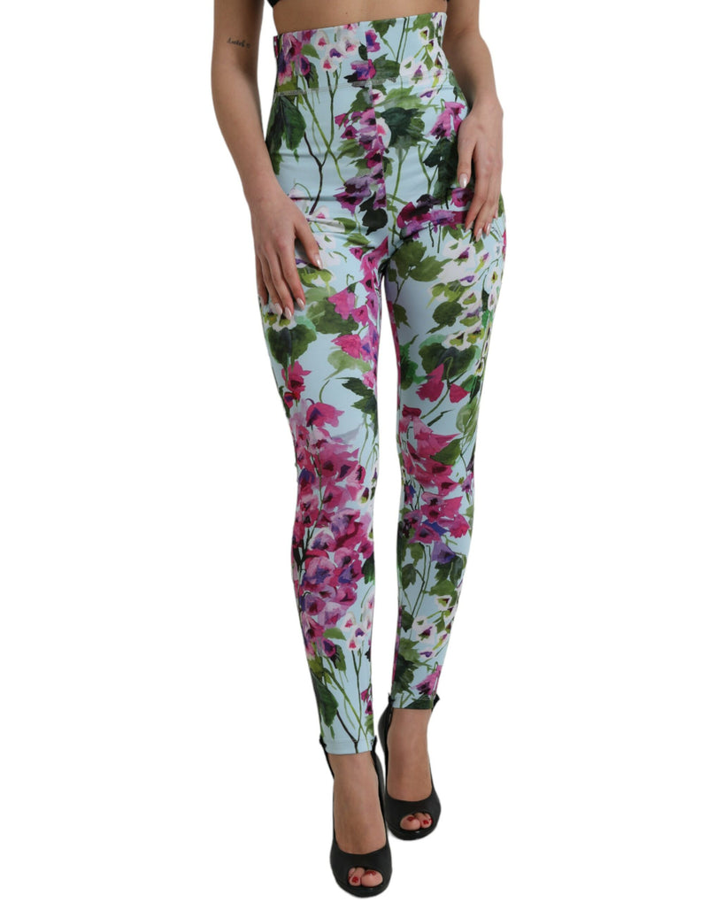 Elegant Floral High-Rise Leggings Pants Dolce & Gabbana