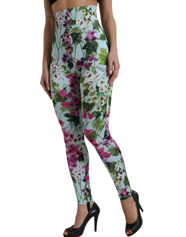 Elegant Floral High-Rise Leggings Pants Dolce & Gabbana