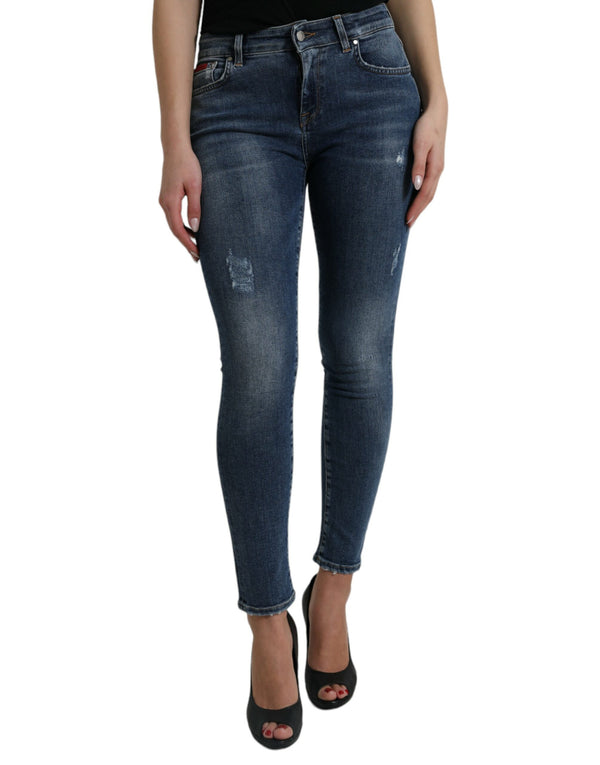 Elegant Mid Waist Stretch Jeans in Blue Dolce & Gabbana